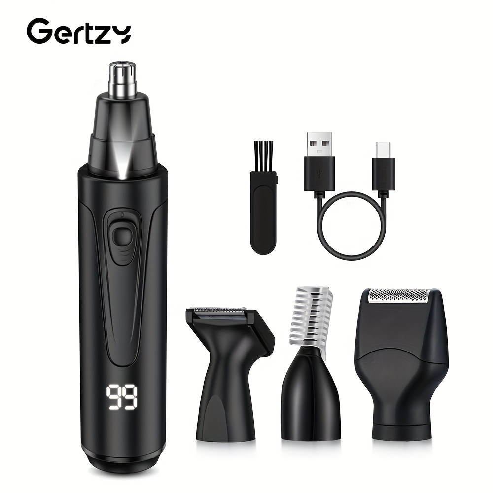 Image of Gertzy Men's 4-in-1 Kit, Usb Rechargeable Nose Hair Trimmer Set, Including Nose Hair, Sideburns, Beard, And Eyebrow Trimmer - Portable For Daily Use And Travel, Ideal Father's Day Gift