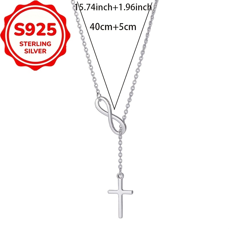 S925 Silver Vintage 8-Character Cross Necklace, Gift-Ready