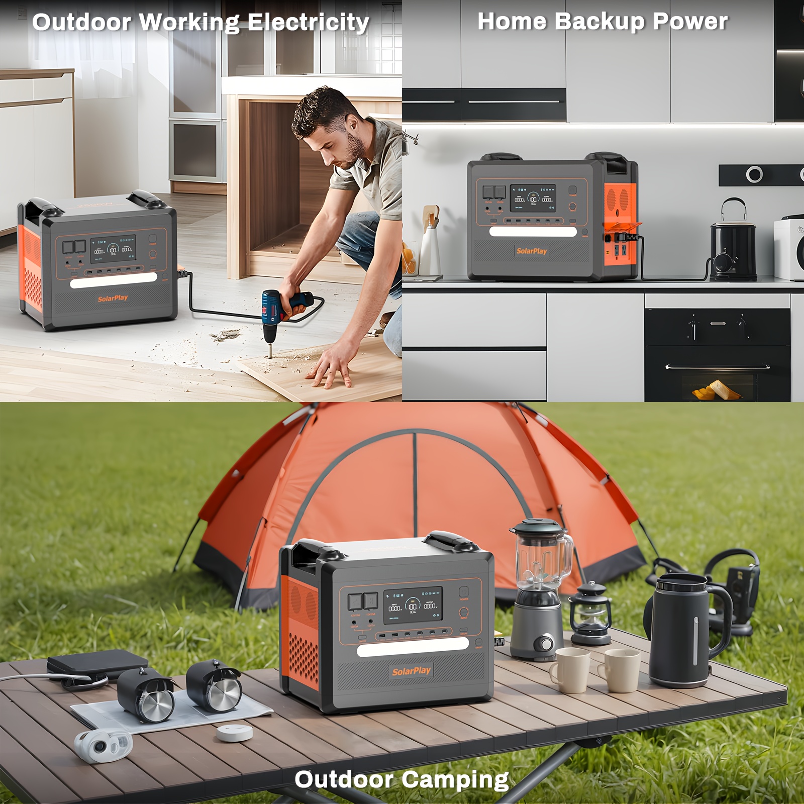 portable power station 2304wh high capacity solar generator lithium iron phosphate battery 4 ac power outlets with 4800w   power suitable for   and outdoor backup battery emergency power station Product details 0