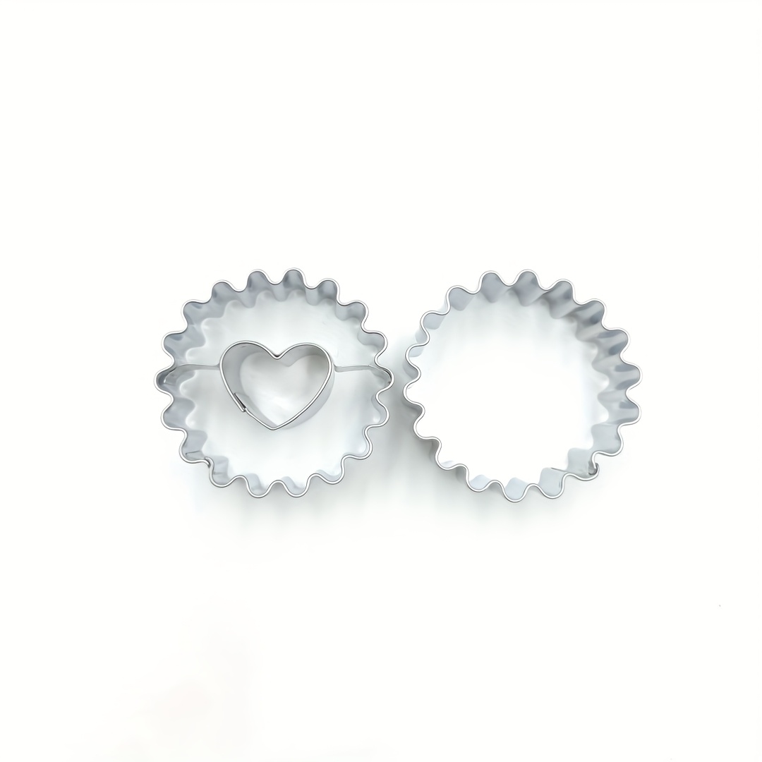 TEMU 2pcs/set Stainless Steel Cookie Cutters, Flower And Heart Shaped Candy Molds, Biscuit Chocolate Cake Decorating Molds, Baking Tools, Kitchen