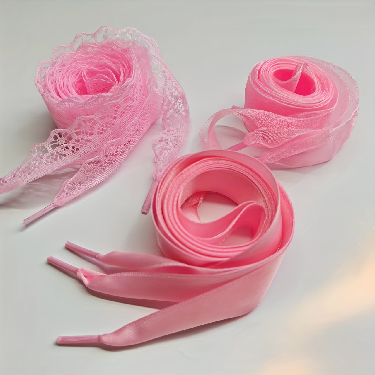 TEMU 3 Pairs Elegant Floral Lace Shoelaces, Cute Lace Shoelaces - Lightweight, Hollow-out Design Sweet Polyester And Spandex Replacement Laces For