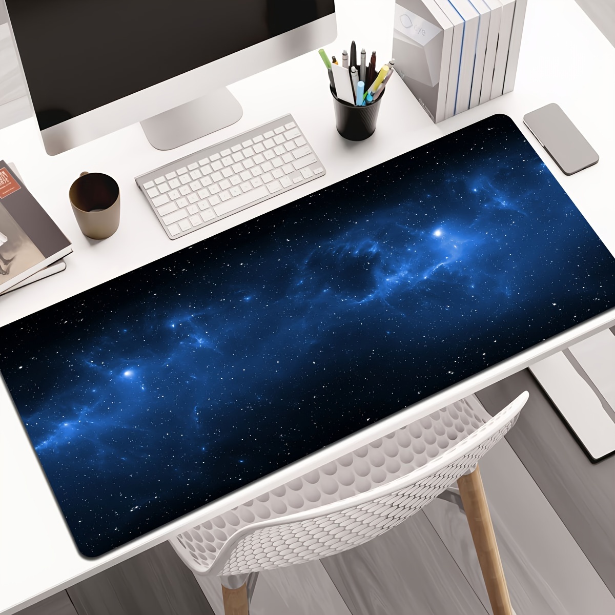 

1pc Durable Extra Large Mouse Pad | Starry Night Sky Design | Non-slip Polyester Desk Mat For Gaming, Office & Study | Comfort & Precision | Gift For Men & Women Gamers And Professionals