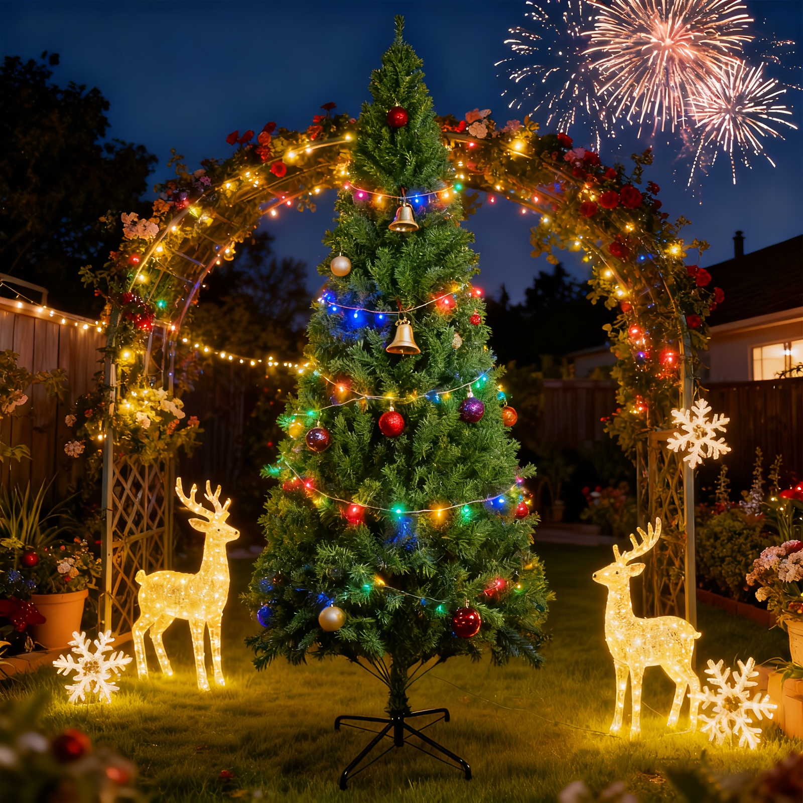 TEMU 210cm Artificial Christmas Tree Christmas Tree Christmas Decorations Indoor/outdoor Use Easy Assembly Includes Foldable Detachable Stand