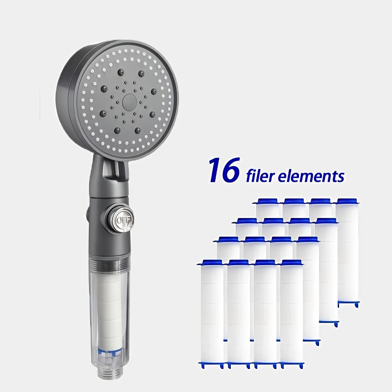 Adjustable Showerhead Set With Spray Mode, Single-touch Pause, 16pcs Replacement Filters, Handheld Shower, For Shower Use For Shower Use For Shower Use