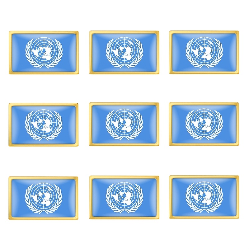 

20-pack Un Emblem Lapel Pins, Alloy Material, International Organizations Flag Brooches, Accessory For Suits And Dresses