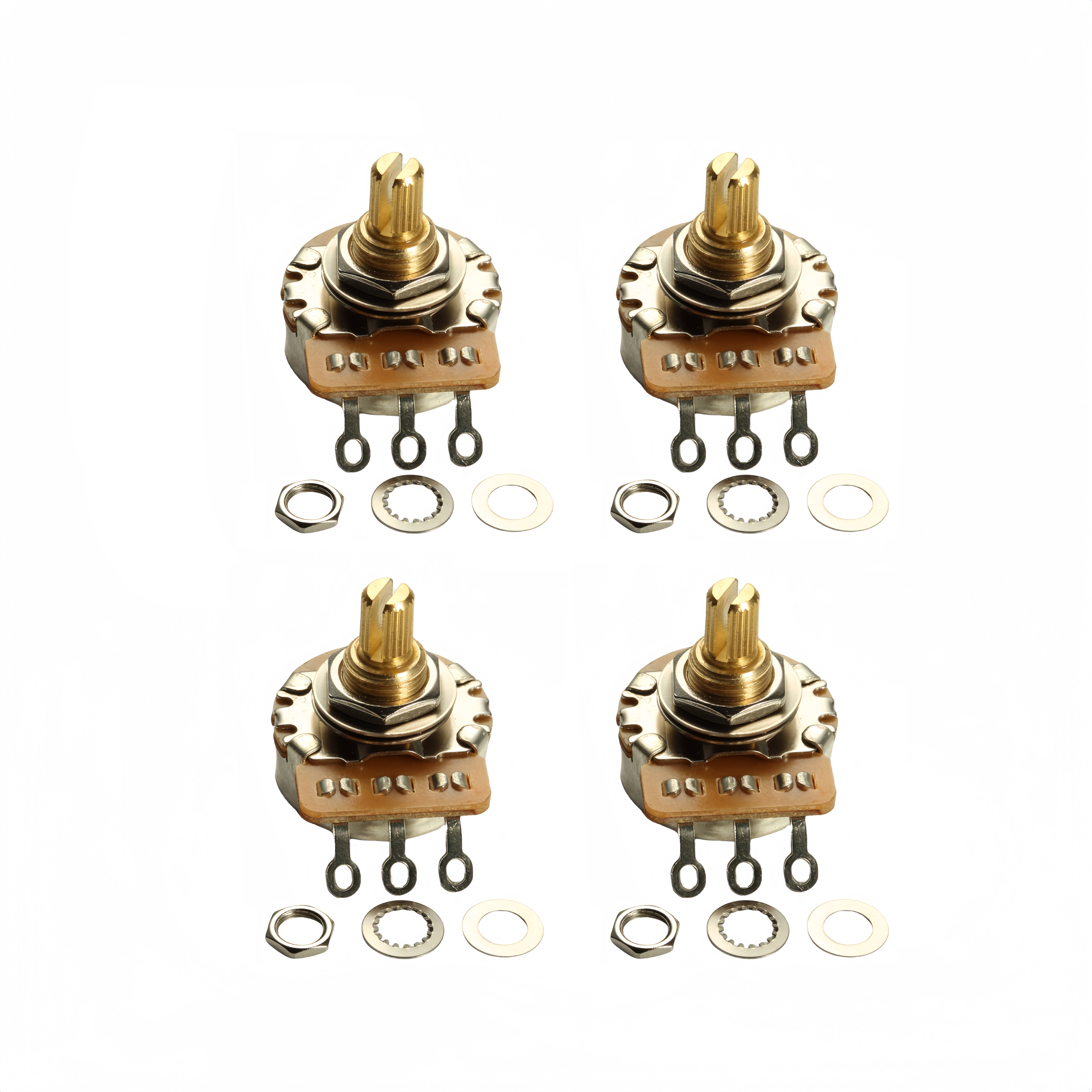 

2pcs Brass Guitar Potentiometers - 3/8" Short Shaft, 15.5mm, /500k Options For Electric & Bass Guitars, Smooth Performance With , 24-tooth, Copper, Bass