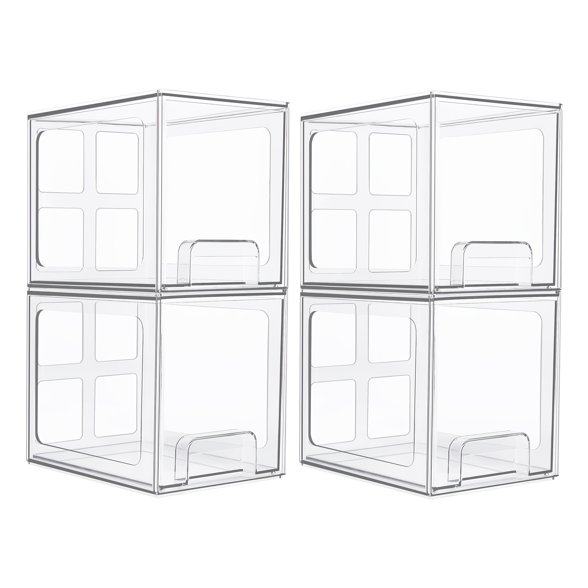TEMU 4/8 Pack Acrylic Clear Table And Drawer Storage Box, Stackable Plastic Drawers For Office Storage And Organization, Desk & Drawer Organizer For