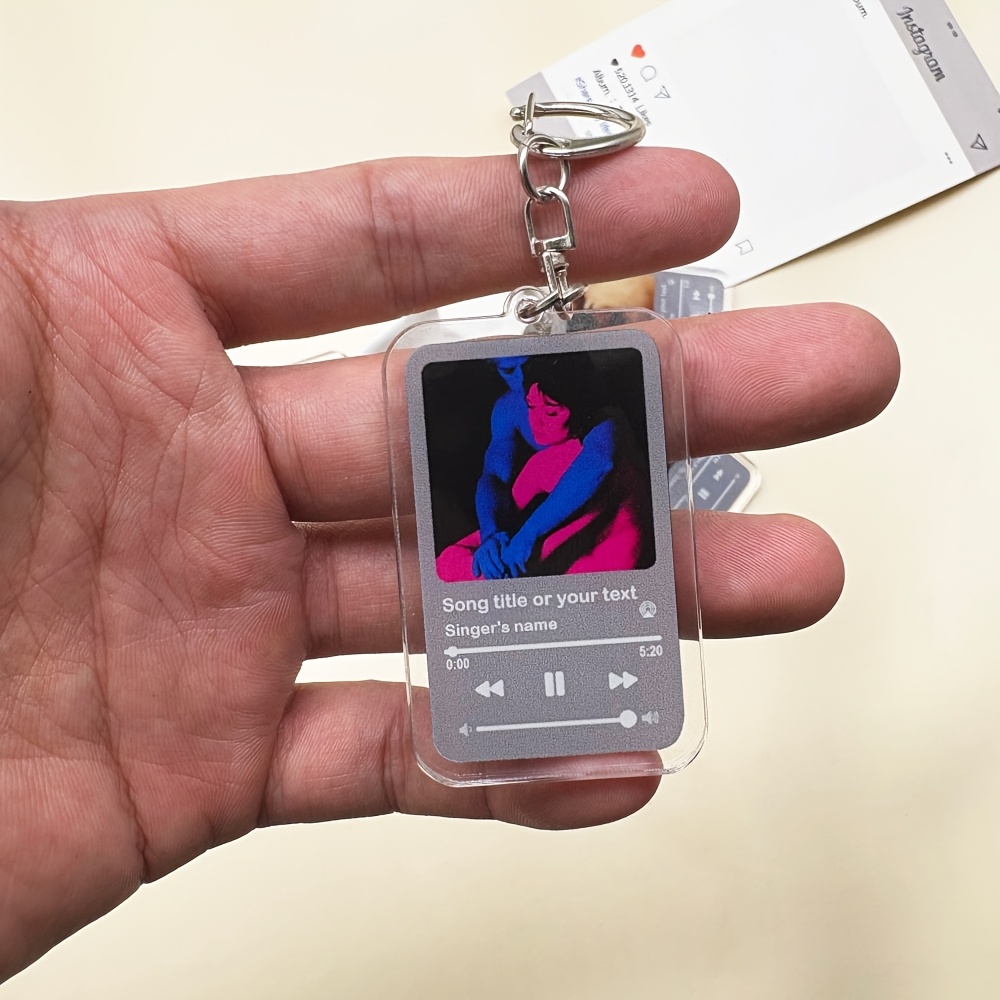item picture 2d flat 2d flat personalized rectangular keychain made of 2  acrylic featuring your photo and song complete with a   clasp a perfect gift for   and couples for birthdays christmas and new year