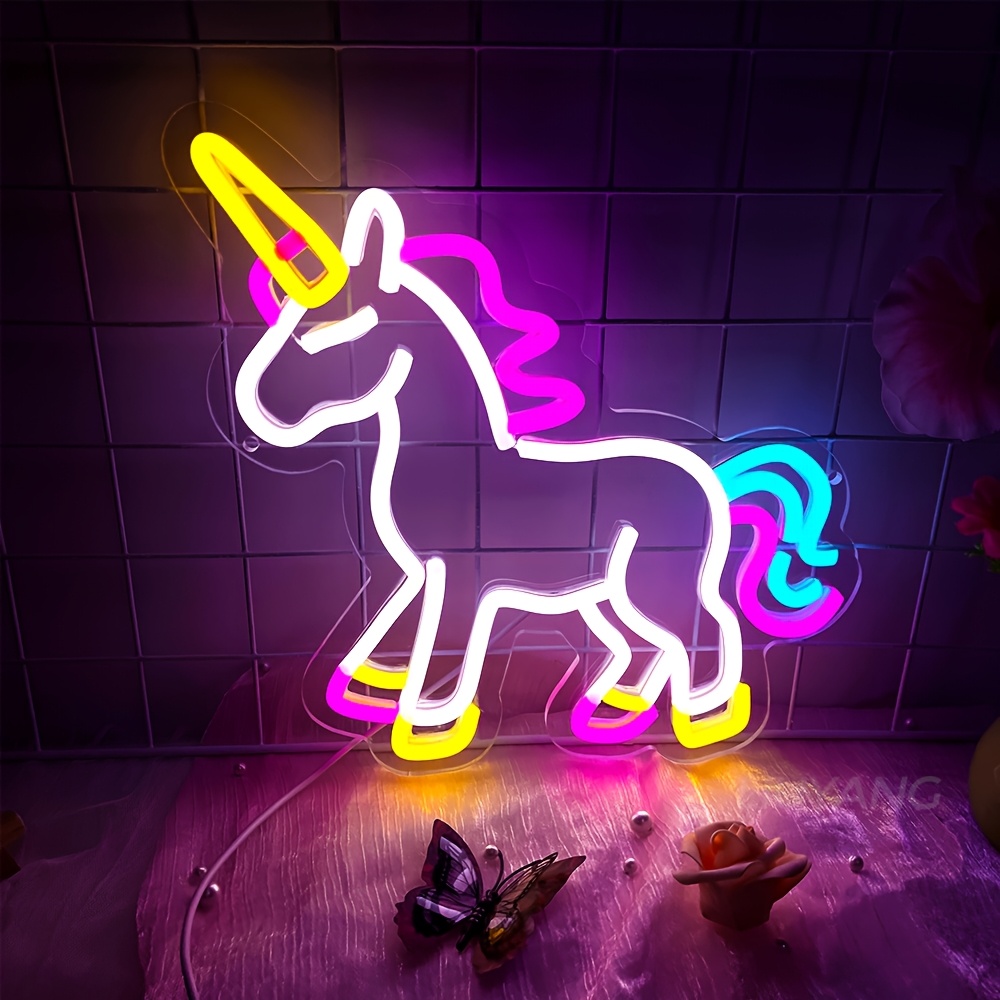   jednorog led neon   zidni ukras - usb napajanje, podešljiva svjetlost, savršen za spavaću sobu, garderobu, igraonicu, radnu sobu, rođendanske zabave, novogodišnje dekoracije, čarobna tematska dekoracija