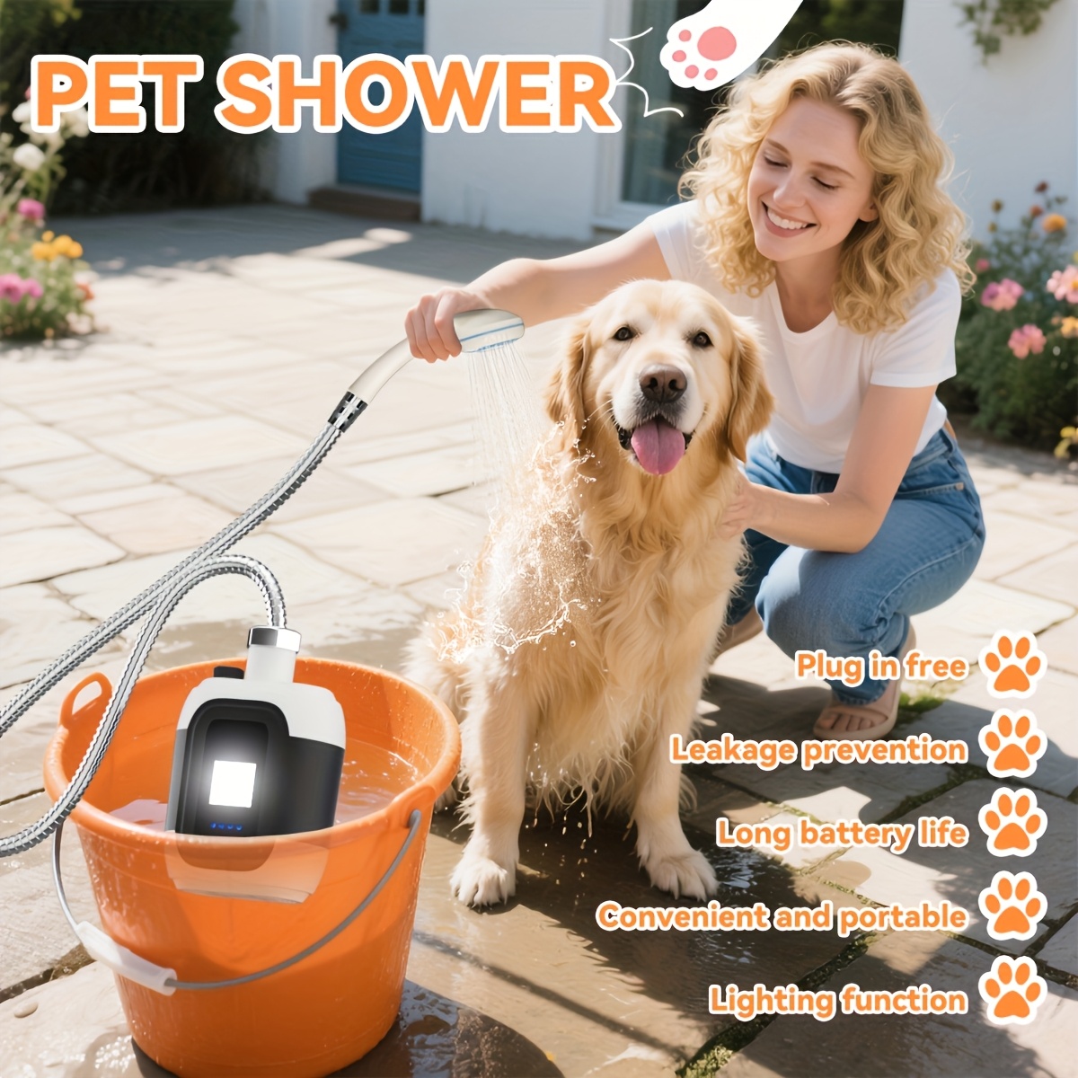 TEMU Portable Outdoor Electric Shower, Camping Wild Pump, Car Shower Device, With Shower Head Hose Hook Full Set Of Additions, Multi-scene Portable