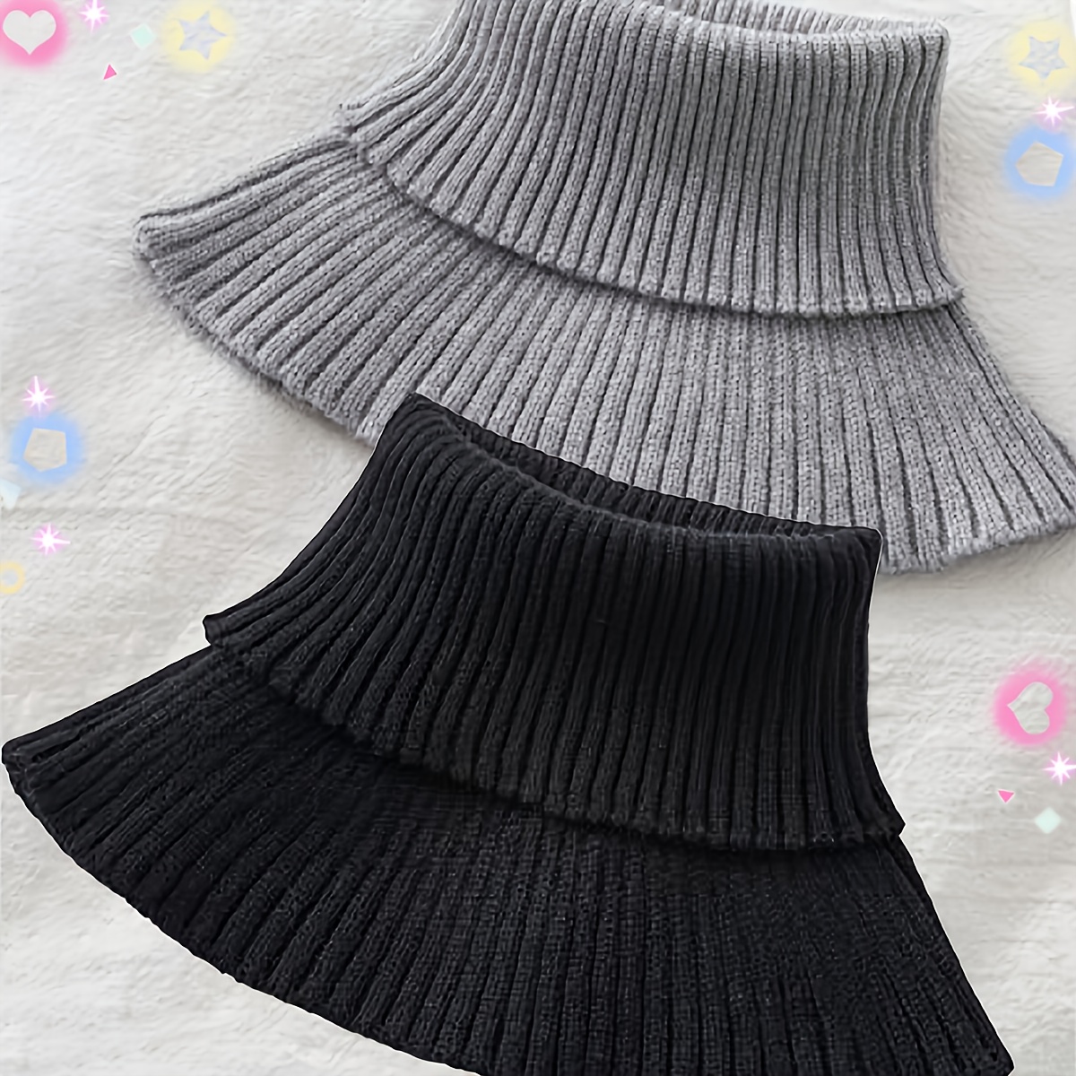 Image of 2pcs/1pc Neck Warmer Scarf For Women, Autumn And Winter Season, Neck In Solid Color, Hand Washable, Feather- Needle Fashion Accessory, Suitable For Outdoor Use