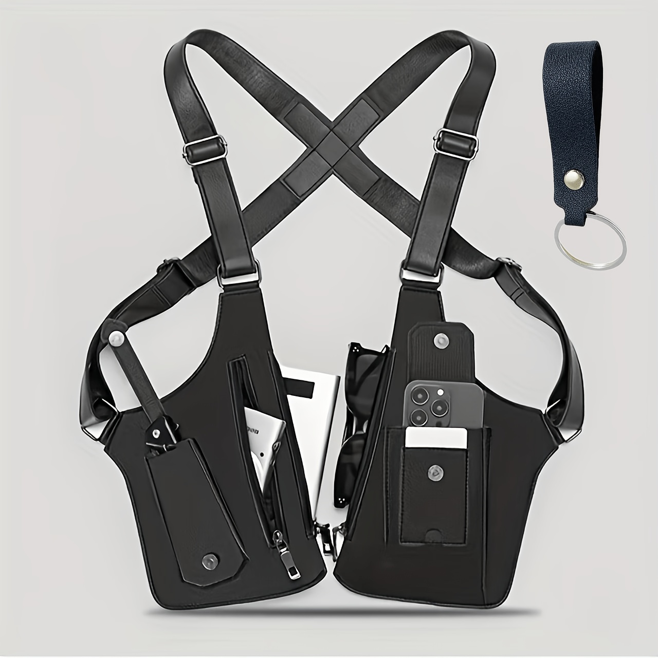 TEMU Set pezzi medievale vintage da 2026: Bretelle e borsa a tracolla vintage, ascellare con bretelle, Borsa multifunzionale regolabile con cerniera,