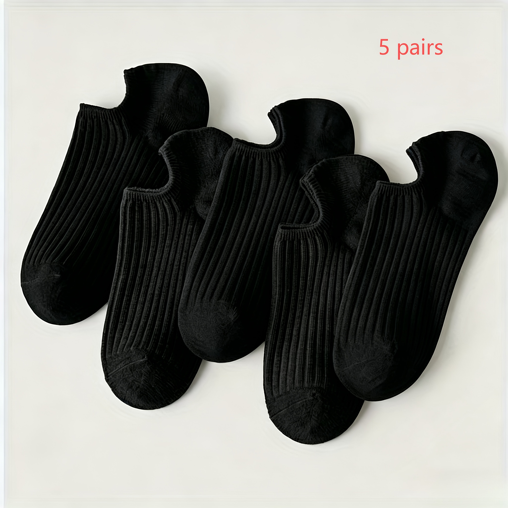 TEMU 5 Pairs Solid Socks, Easy Non-slip Low Cut Boat Socks, Women's Stockings And Hosiery