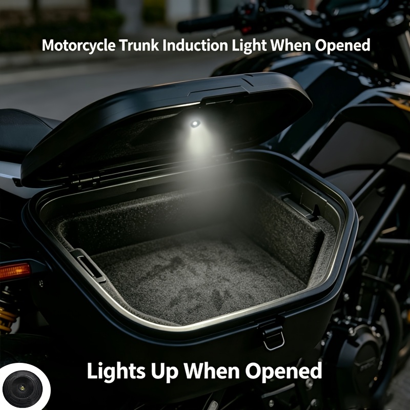 TEMU Capteur de lumière LED pour boîte de moto, feu de détection de collision pour coffre arrière, lampe de nuit pour l'extérieur, la pêche, le