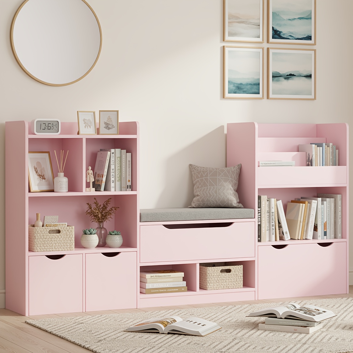 TEMU Kealive Chest Of Drawers, Bookshelf, Bookcase Shelves, Wooden Storage Book Rack, Book Shelves Units Organizer Cabinet Book Display Shelves For