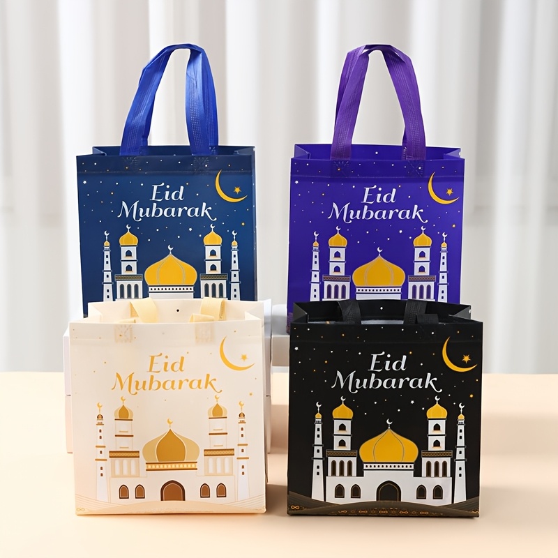 

4/12/16pcs Sacs fourre-tout non tissés Eid , de fête musulmane islamique, Décorations de Ramadan, Design de et , avec emballage de cadeaux festifs pour les célébrations de l'Aïd Al-Fitr et de l'Aïd