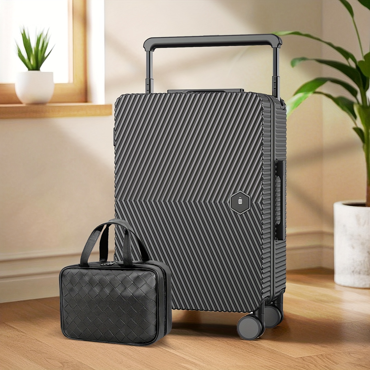 TEMU Simple And Stylish Luggage Sets 5pcs Suitcase Spinner Hardshell Lightweight Convenient14 Inch Cosmetic Bag (14in20in24in28in)