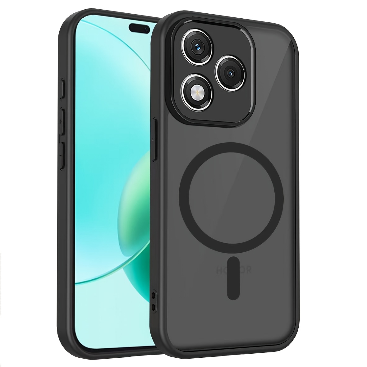 Ovitek za telefon: Prosojna črna ovitek za Honor 400 Lite evropska različica, magnetni brezžični polnilni ovitek, odbojnik proti udarcem, mehka
