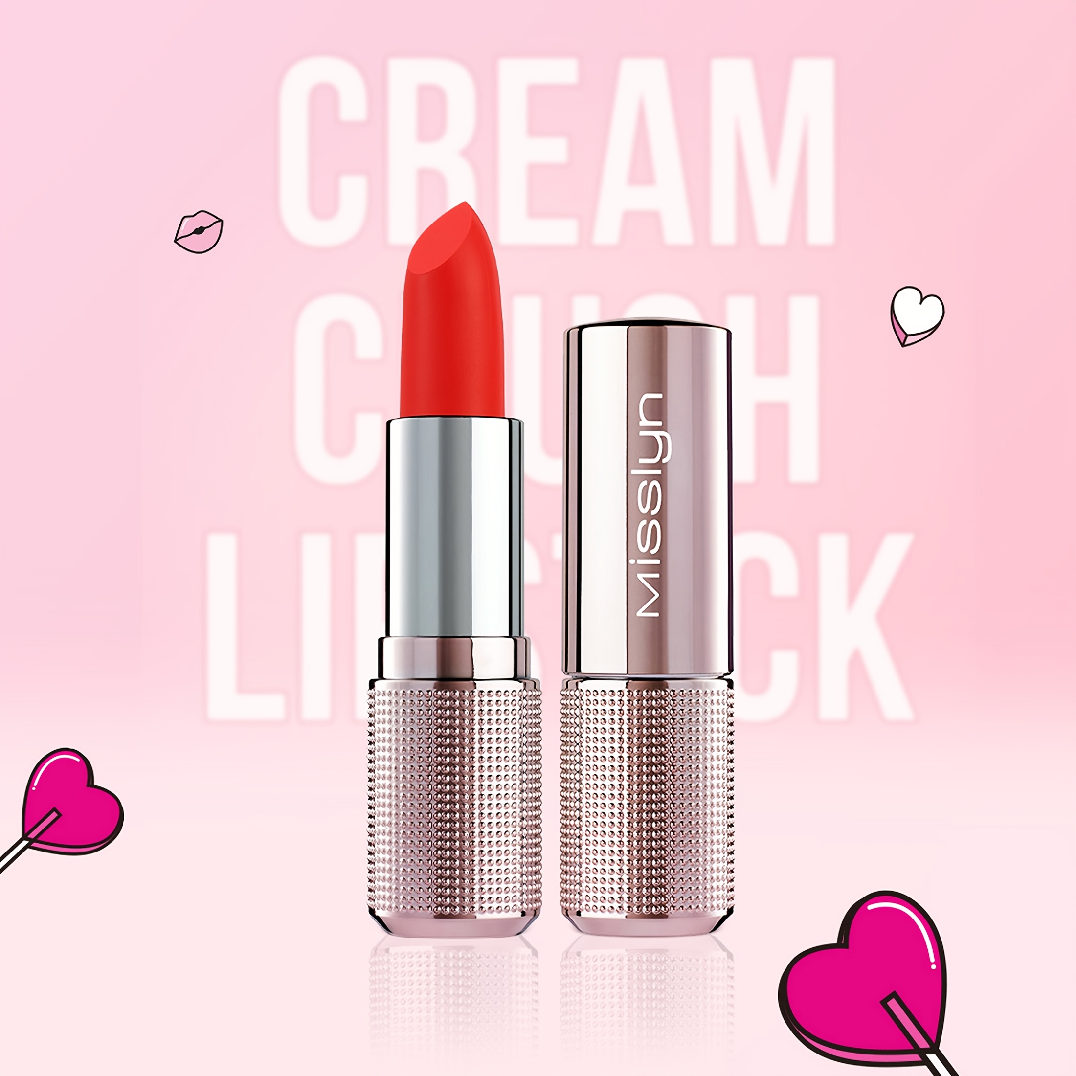 CREAM CRUSH LIPSTICK, Cream Effect, Matte, High Color Rendering, Moisturizing, Stain Resistant, Long-lasting, Portable, Party, Camping, Outdoors, Traveling, Gifts, Daily, Valentine's Day, Mother's Day, Back to School Essentials, Halloween, Christmas