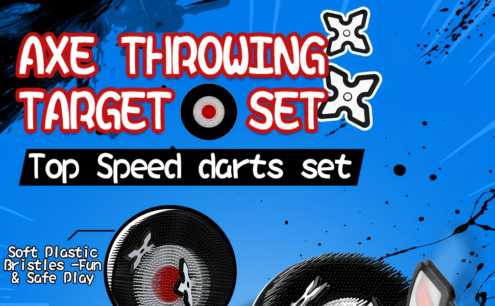 Black Series Throwing Target Set with Darts, Indoor/Outdoor Sports Fun Party Game Toys, Thickened Material Upgraded Blunted Edges, Easy to Install, Birthday Gift, Safe for Indoor And Outdoor Use, Fun Party Activity Game