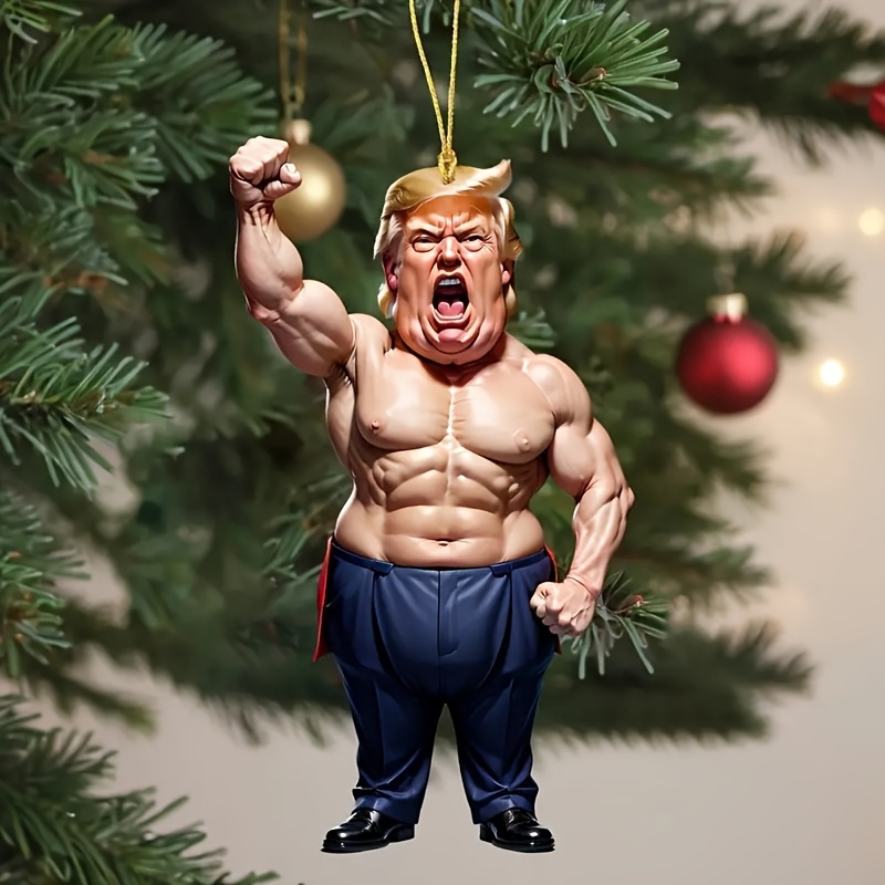 Carro de acrílico e enfeite de árvore de Natal inspirados em Trump