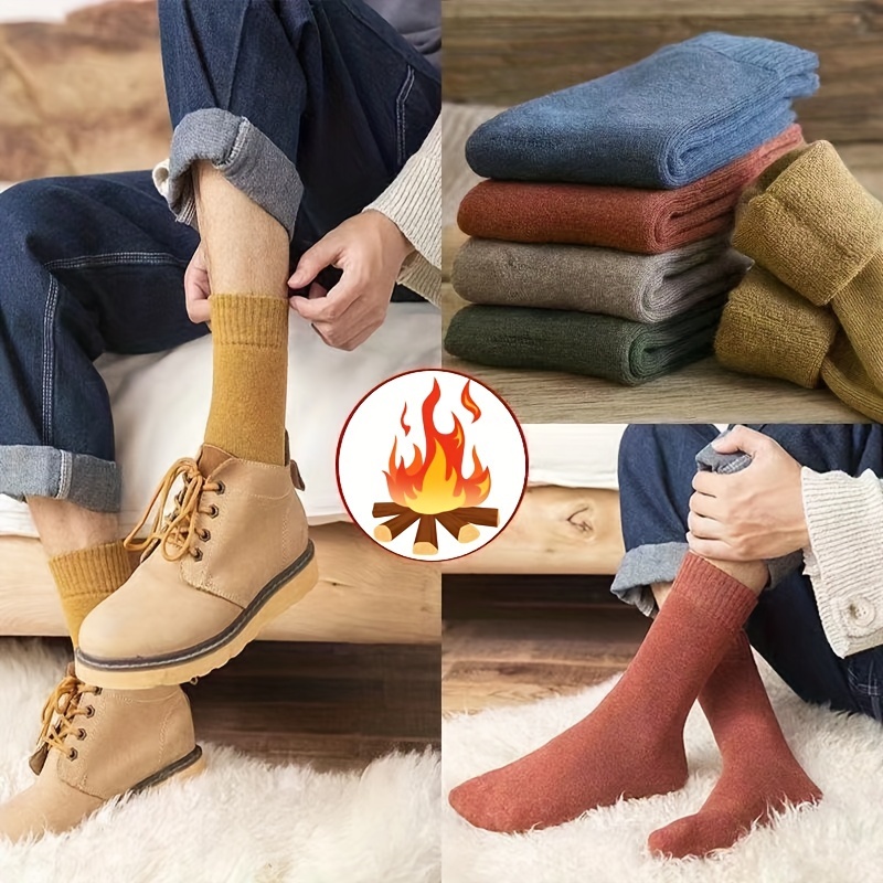 

Unisex Thickened Warm Terry Cushioned Business Socks Autumn-winter Breathable Moisture-wicking Solid Color Polyester-spandex Knit Hosiery