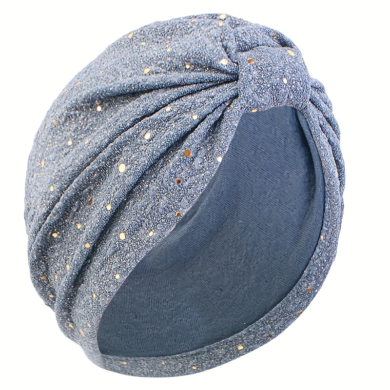 TEMU Gorro de pañuelo con lentejuelas y tejido arrugado con nudo, pañuelo musulmán para la cabeza, bufanda de Medio