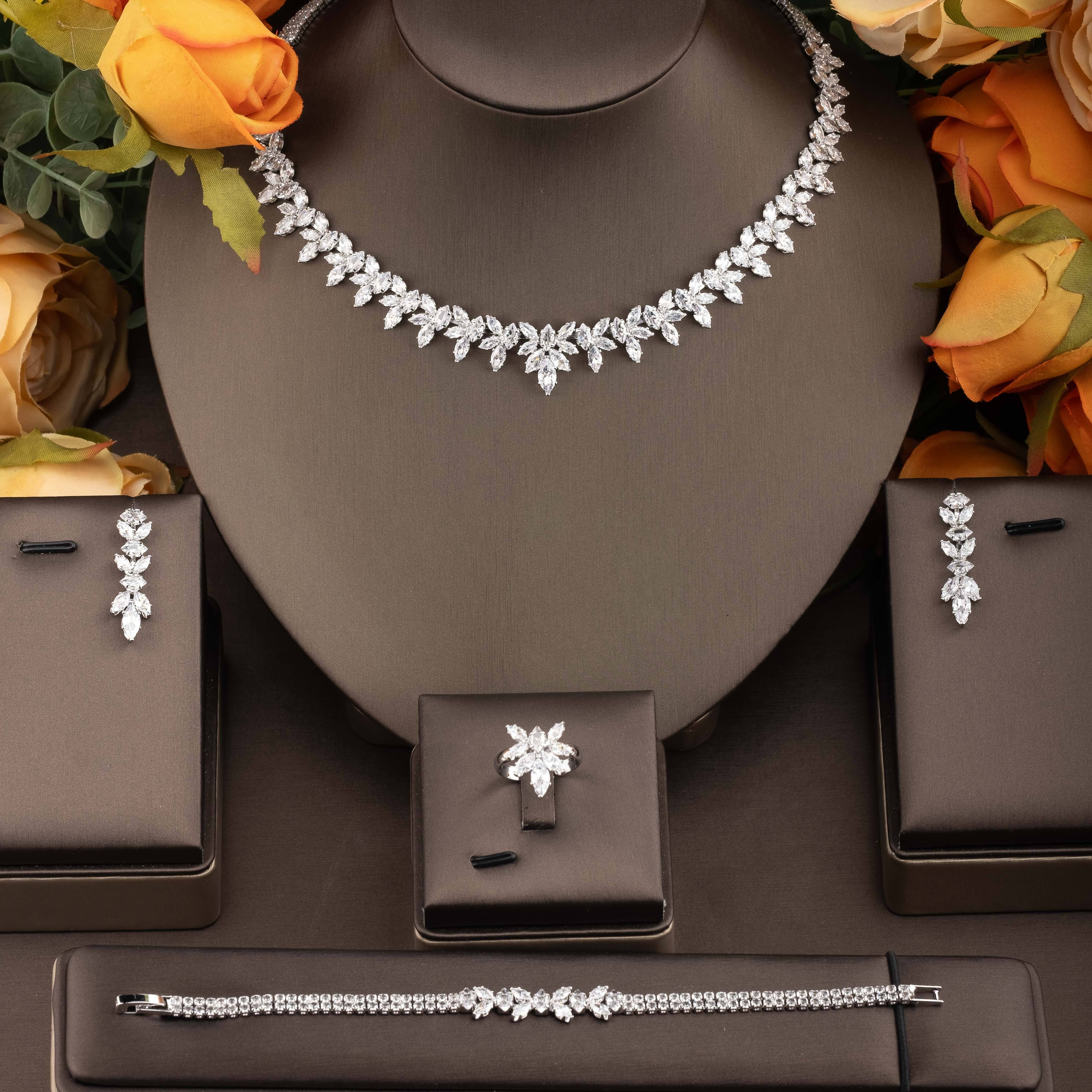 

Zirconia -decorated Necklace, , , And Bracelet Set For Women: For Weddings And