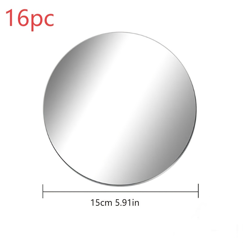 TEMU Lot de 16 miroirs ronds argentés en acrylique de 15 cm, de décoration , de , de salle de bain, plateau en acrylique, plateau à bougie, convient