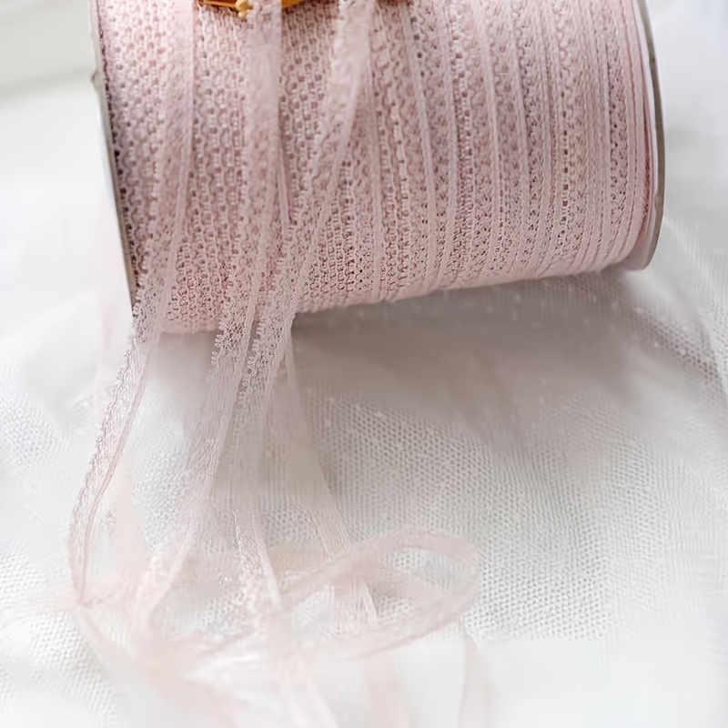 E-shop 5 Yards hochwertige -Spitze in Weiß, Schwarz Pink mit kleinen Tupfen, 0,8 cm breit, für DIY-Zubehör