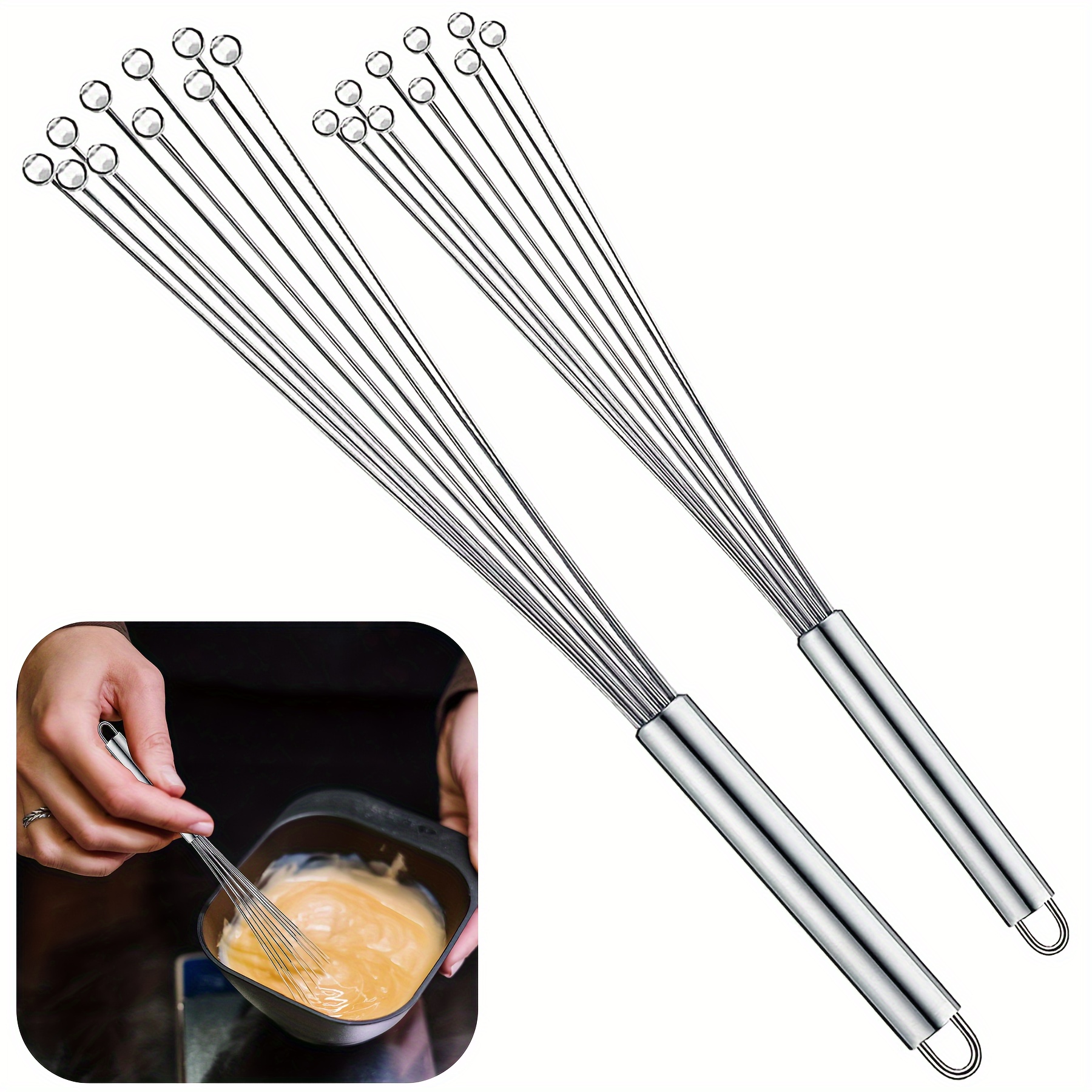 

1/2pcs Whisks For Cooking, Steel Whisk Egg Whisk Set, Steel Whisk Whisk For Cooking, , Whisking, Beating