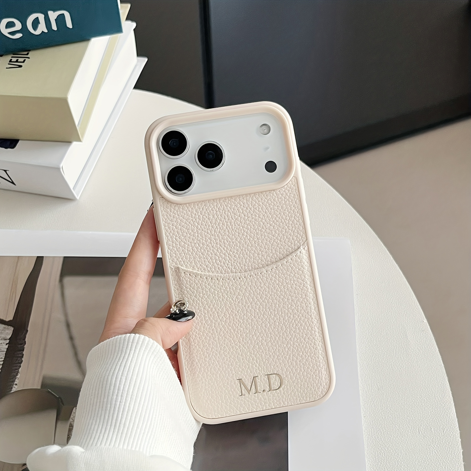 TEMU Phone Case - Personalized Customized Name Initials Card Pack Insertable Card Phone Case Compatible With Iphone 18 17 16 15 14 13 12 Pro 17