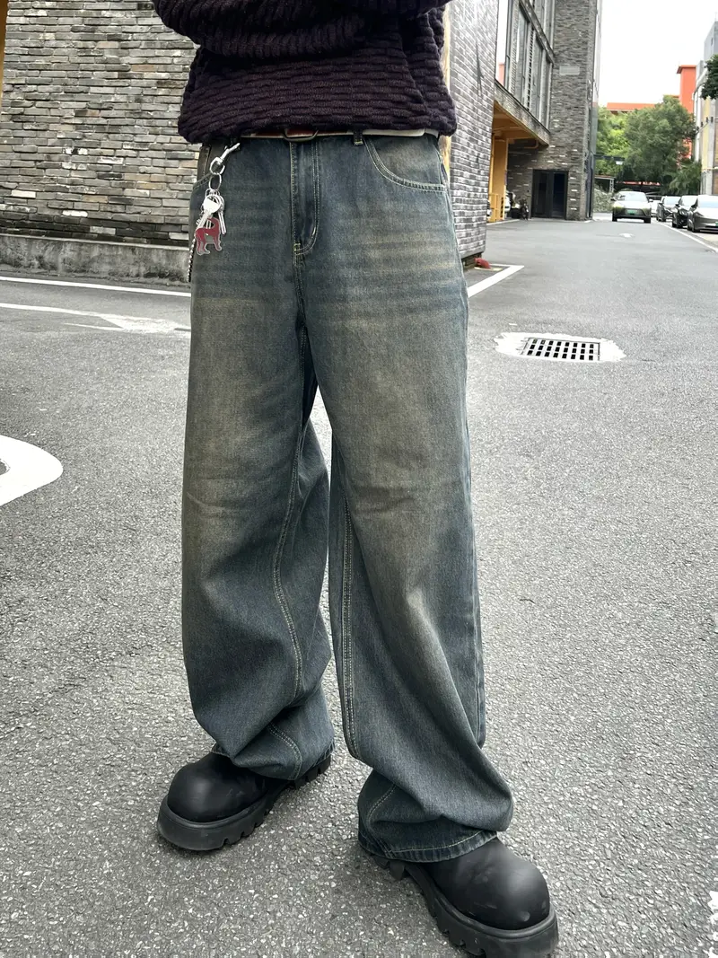 Casual Street Solid Without Belt Straight Denim Jeans Casual Street Solid Without Belt Straight Denim Jeans