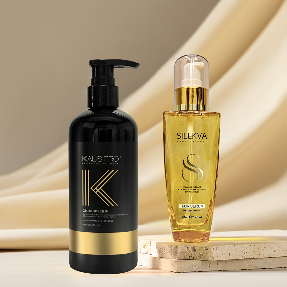 TEMU Ensemble Crème Coiffante et Sérum Capillaire | Solution Complète pour Cheveux et Frisés | Crème Coiffante Hydratante et Sérum Capillaire |