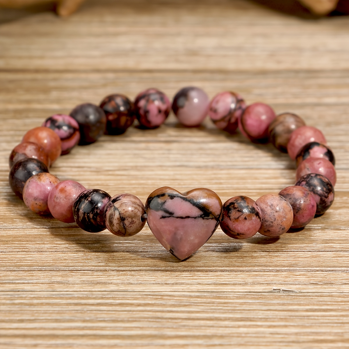 TEMU 1pc Heart-shaped Bead Bracelet, Bohemian Men's And Women's Bracelet, Beach Vacation Clothing Additions, Suitable For Summer, Autumn, And Winter