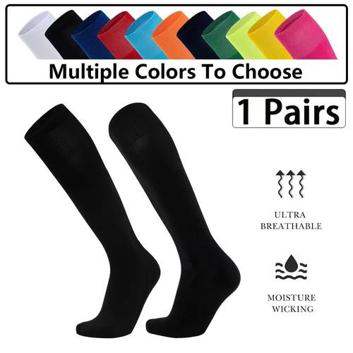 high top soccer socks solid color towel long socks sweat absorbent breathable non slip professional sports socks for adults and youth