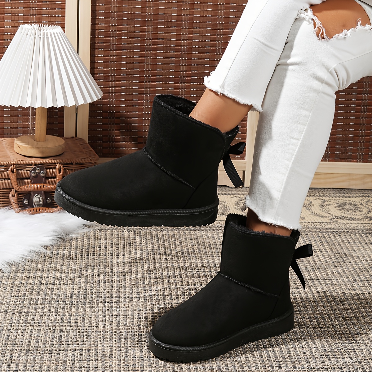 TEMU Women's Thick-soled Snow Boots, 2025 New Winter Style, Plush-lined, Extra Thick, Non-slip, Warm, Large -like Boots