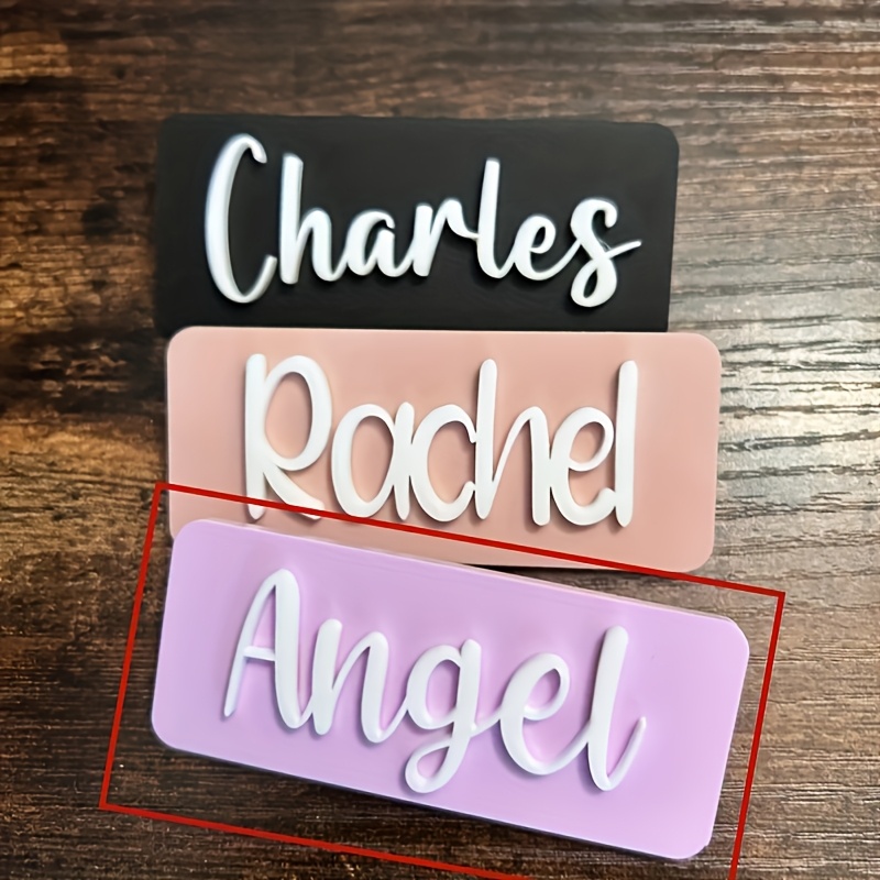 TEMU 1pc Acrylic Custom Brooch | Double-layer Personalized Name Tag, Easy Design, Multicolor Options, Ideal For Events, Back To School, Christmas,