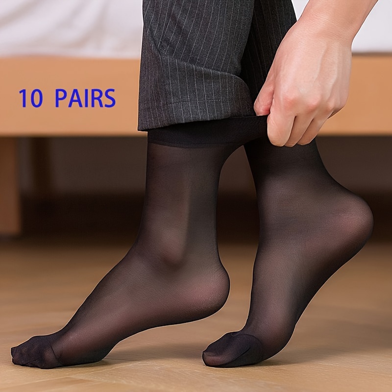 TEMU 10 Pairs Of Men's Thin Summer Mid-calf Socks, Odor-resistant,, Breathable, Sweat-absorbing, Solid Color, Non-snaggable Short Socks, Sweat-resistant