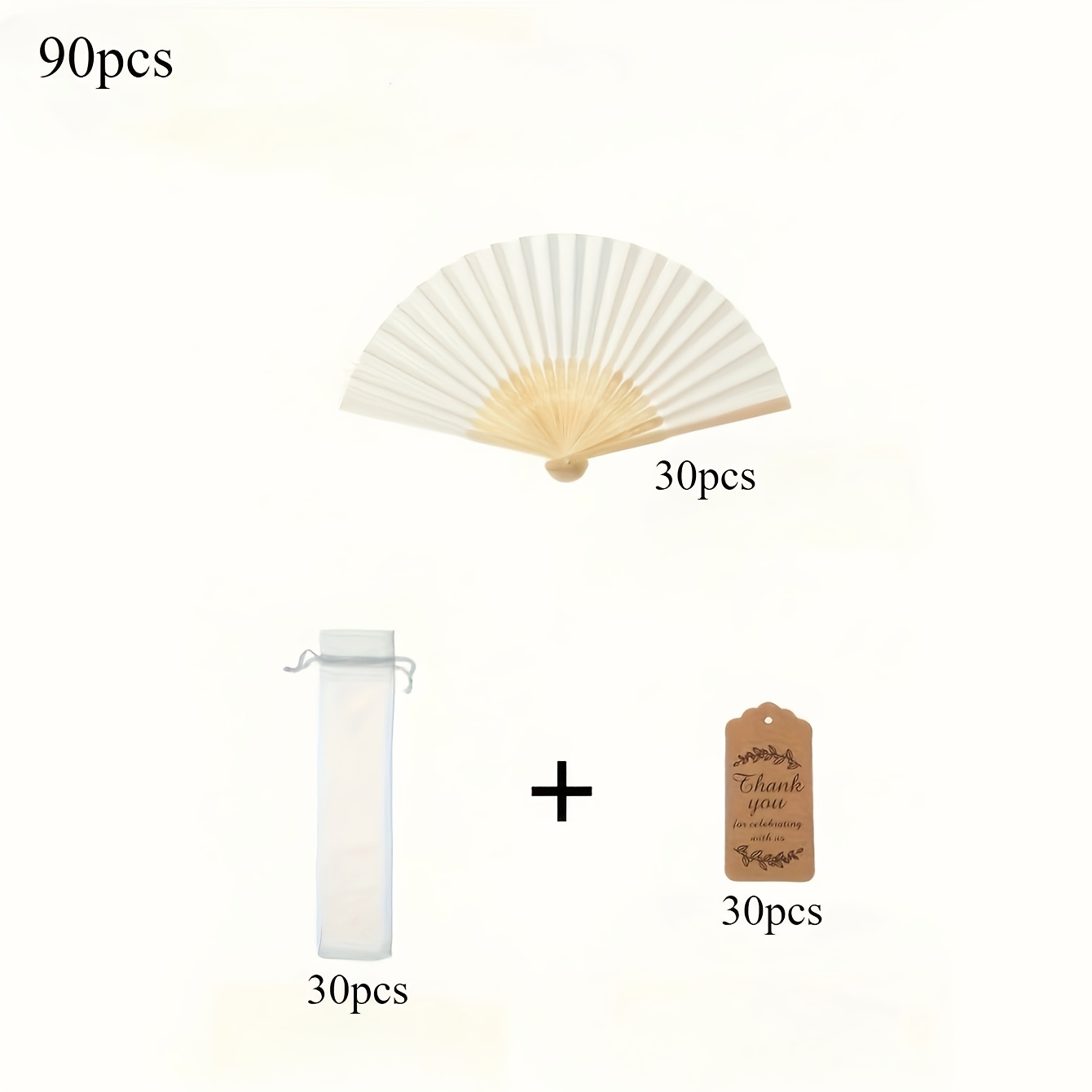60/90pcs Foldable Handheld Fan Set, Wedding Gift, Fan, Gift For Guests, Party Decor, Party Favors