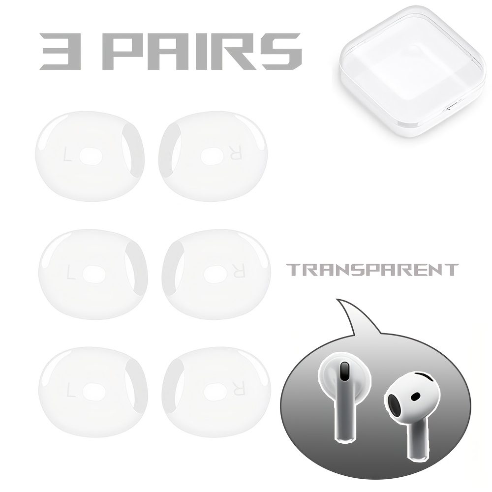 Image of 3-pair Pack For Airpods 4 Silicone Earphone Covers Ultra-thin Earphone Caps Earphone Protection Light And Thin Unisex Transparent Storage Box Convenient For Storage