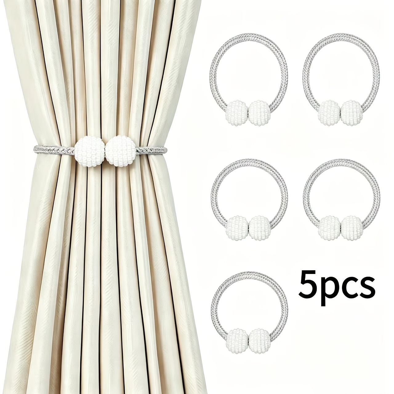TEMU Lot de 5 cordes de rideau de 40 cm/15,75 pouces, corde en polyester, support de rideau de style moderne, décoration et