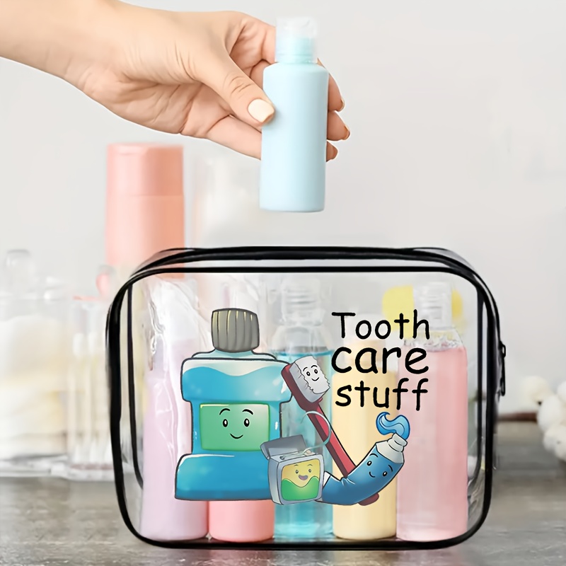 Image of Storage Bag For Daily Items, Toothpaste, Toothbrush, Cleaning Agents, Etc. - A Classification Storage Bag For Bathroom Toiletries. With Fun , Made Of Transparent Material, With A Zipper Closur