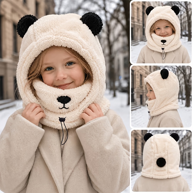 Image of 1pc Hat Winter Fleece Warm Balaclava Hat Cute Ear Decoration Balaclava Hat Suitable For 5 Year Old Children