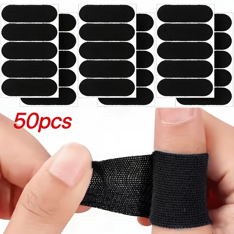 TEMU Lot de 50 protège-doigts de sport extensibles noirs et , stabilisateurs de soutien pour pouce de bowling, ruban adhésif de sport -friction pour