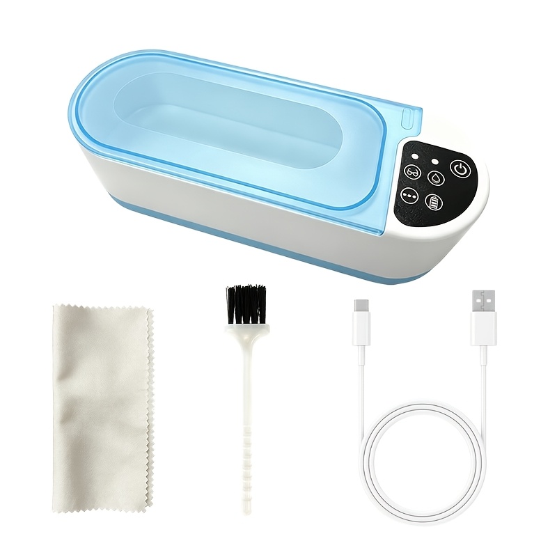 TEMU Portable Usb- Multifunctional Jewelry & Suitable For Jewelry, Watches, Glasses Cleaner With Microfiber Cloth & Brush - Chemical-- Cleaning, 360Â°