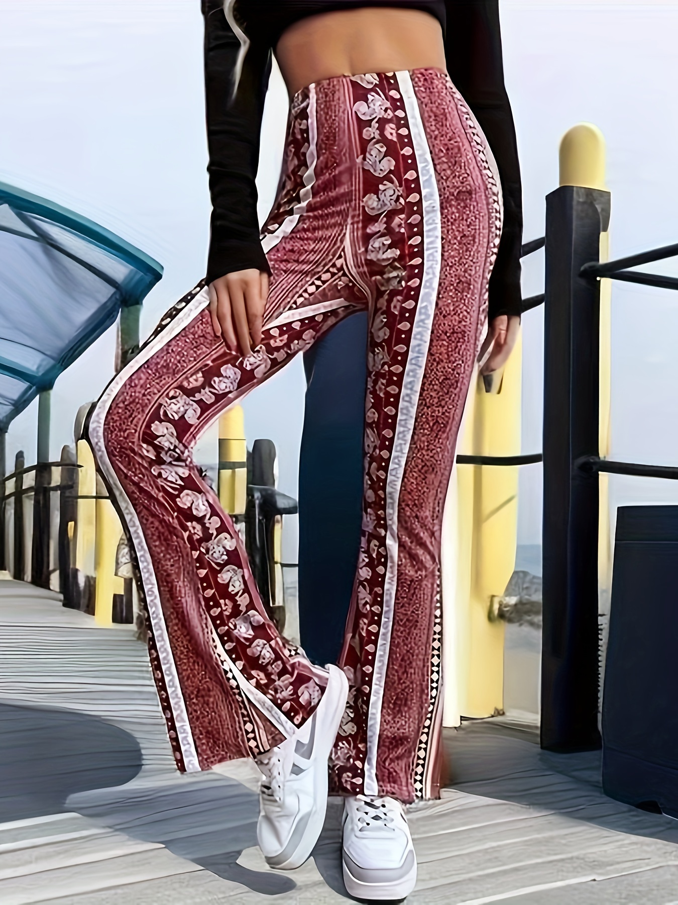 Fashion Digital Print Slim Pants Casual High Waist Butt - Temu