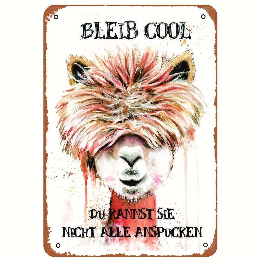 

1pc Whimsical Alpaca Humor Metal Tin Sign, 8x12 Inches, Retro Art Wall Decor For Home, Kitchen, Bathroom, Farm, And Garage, Pre-drilled Holes For Easy Hanging