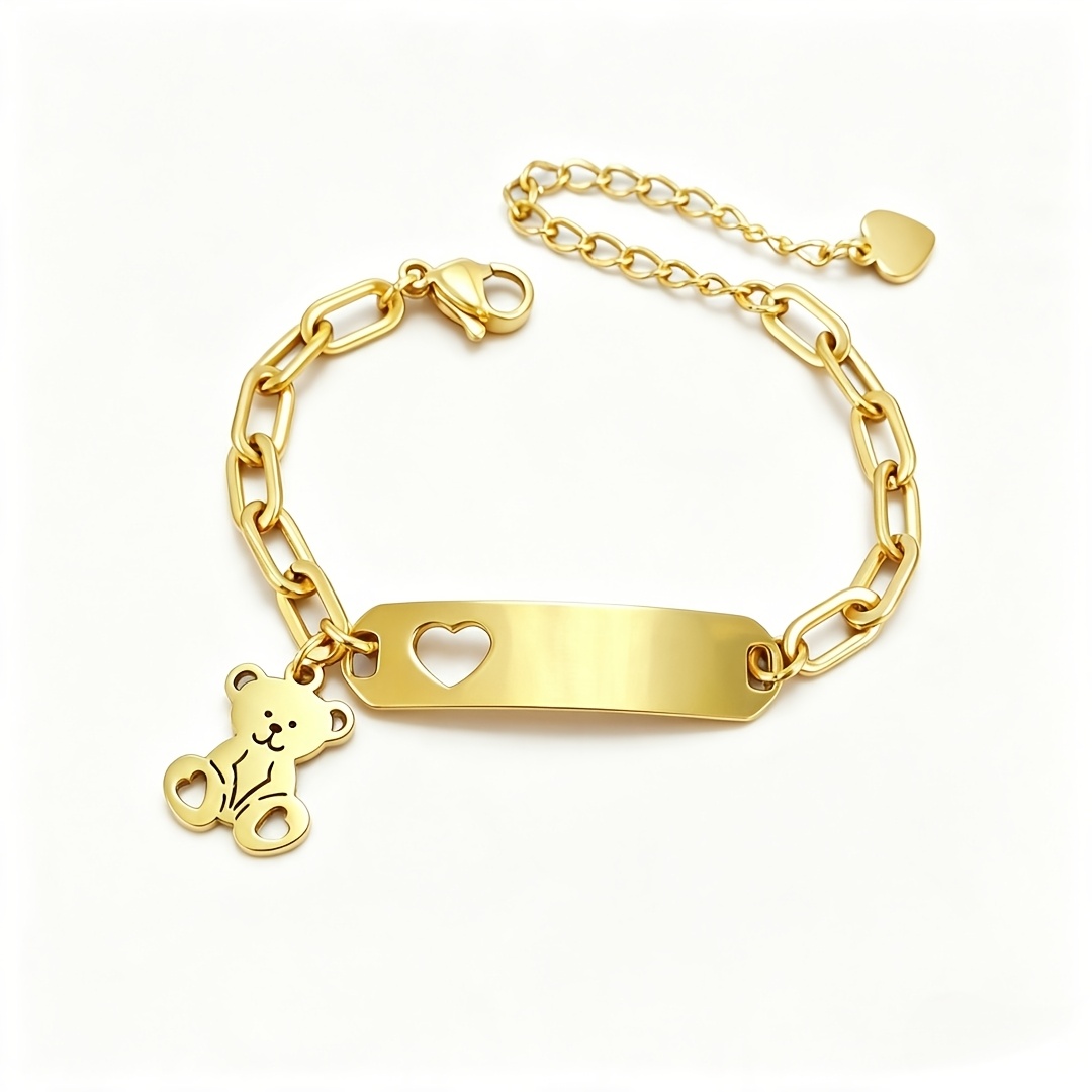 TEMU 1 pièce, Bracelet tendance S's en acier inoxydable 304 avec pendentif de dessin , pour filles et garçons, de nom disponible, cadeau créatif pour