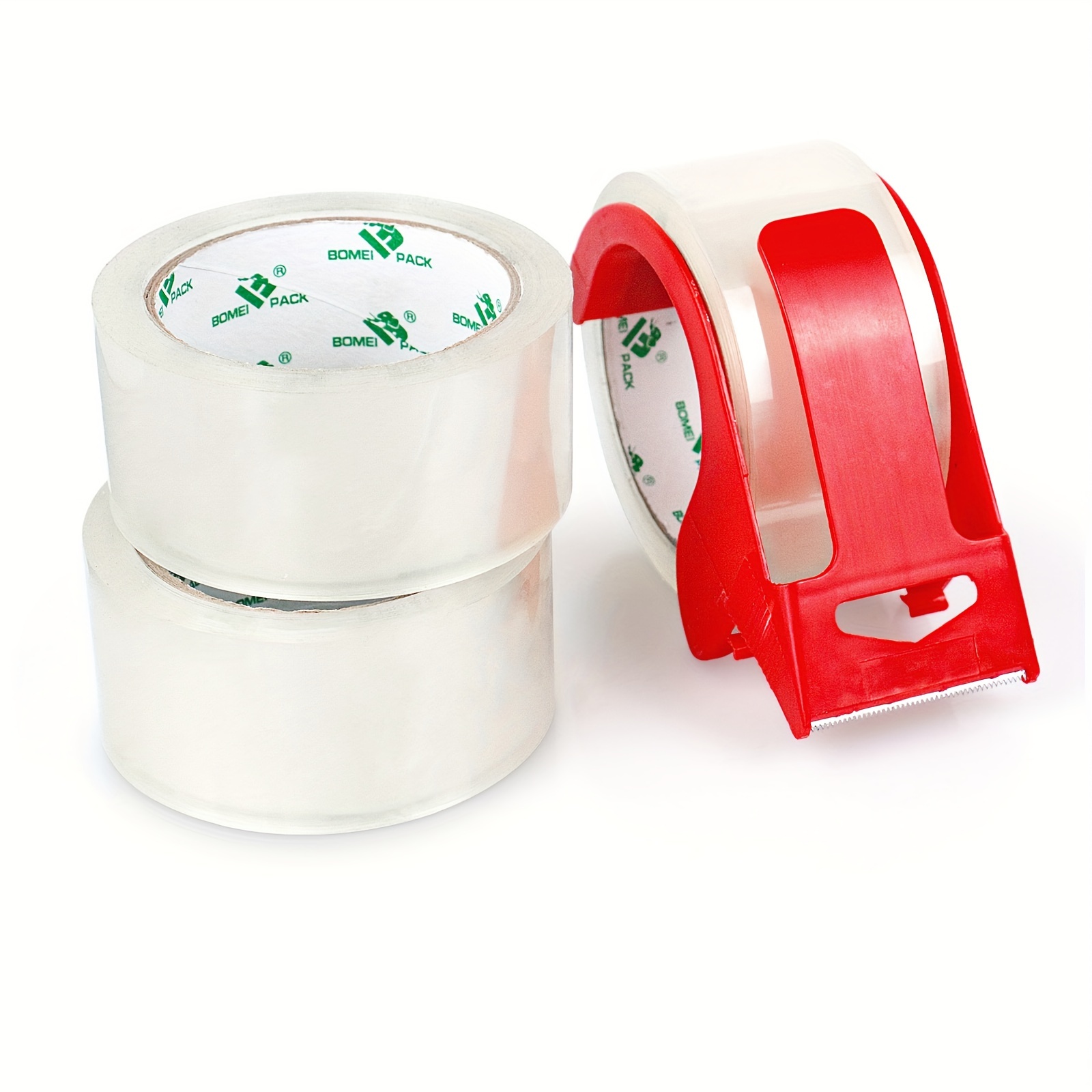 E-shop PACK 3 Rollen mit Spender Hochleistungs-Verpackungsband, Stark haftendes transparentes Verpackungsband für Kartonverschluss, Industrielle